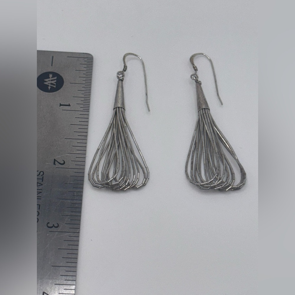 Native American Liquid Silver Dangle Earrings - image 5